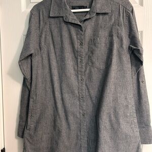 Prana Gray Blouse Relaxed Fit Long Sleeve